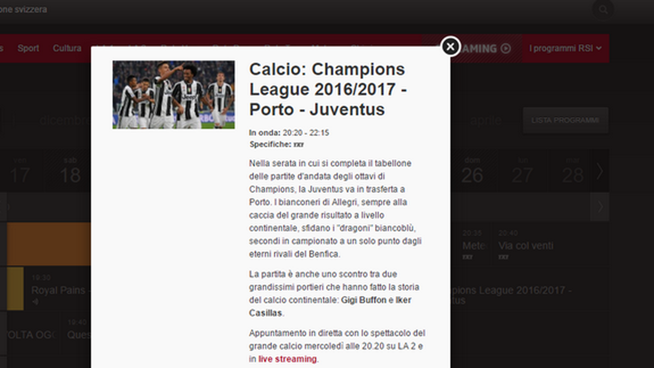 Porto-Juventus in chiaro su RSI La 2