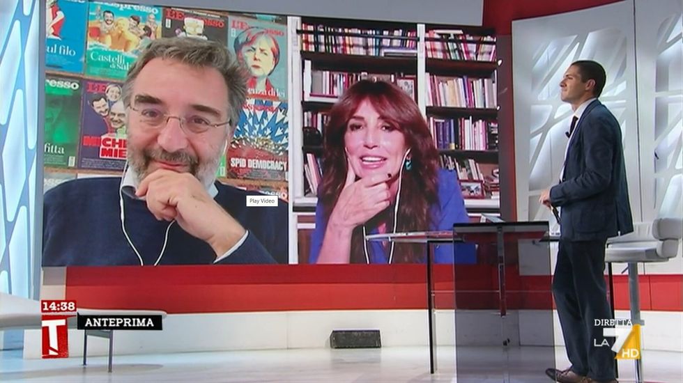 Tagadà, Tiziana Panella in collegamento da casa per una quarantena. In studio Luca Sappino